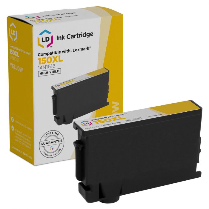 MS Imaging Supply Compatible Inkjet Cartridge Replacement for Lexmark 14N1618 150XL Yellow, 2 Pack 