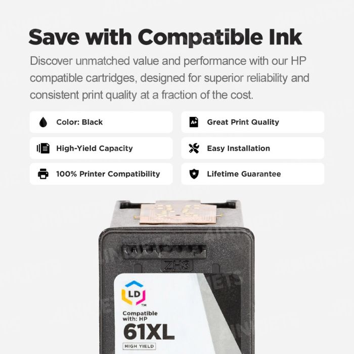 HP 61XL High Yield Black Ink | Low Cost Compatible - 4inkjets