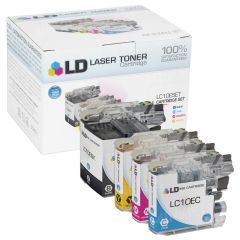 Set of 4 Brother Compatible LC10E Ink Cartridges: BCMY