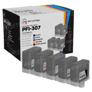 Compatible Canon PFI-307 Set: 1 Each of PFI-307BK Black, PFI-307MBK Matte Black, PFI-307C Cyan, PFI-307M Magenta and PFI-307Y Yellow