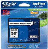 OEM Brother TZe221 Black on White Tape