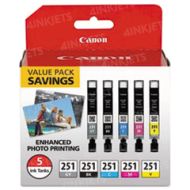 Original Canon CLI-251 Set of 5 Ink Cartridges