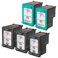LD Remanufactured Black & Color Ink Cartridges for HP 94 & 93