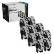 Comp Brother DK2210 1.1"x100' Black on White Paper Tape 10-Pack