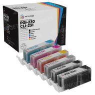 Compatible Canon PGI-230 and CLI-231 Ink Tanks: 1 Pigment Black PGI-230 & 1 Each of CLI-231 (PBk/Bk/C/M/Y/GY)