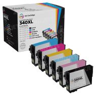 Remanufactured Epson 340XL High Yield Ink Cartridge Set of 6 (Bk, C, M, Y, LC, LM) works with Expression Photo XP-8800