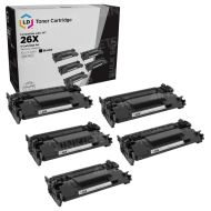 Set of 5 HP 26X Compatible Black Toner Cartridges (CF226X)