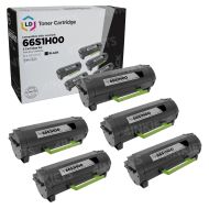Compatible Lexmark 66S1H00 Black Toner Cartridge High Yield Set of 5