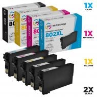 5-pack of Epson 802 / 802XL Remanufactured Ink Cartridges