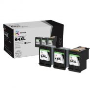 LD InkPods™ Replacements for HP 64XL Ink Cartridge (Black, 3-Pack with OEM printhead)
