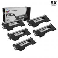 5 Pack Brother TN450 High Yield Black Compatible Toner Cartridges