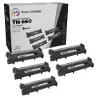 5 Pack Brother TN660 High Yield Black Compatible Toner Cartridges