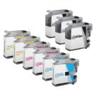 Set of 9 Brother Compatible LC203 Ink Cartridges: 3BK & 2 each of CMY