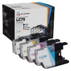 Set of 4 Brother Compatible LC75 Ink Cartridges: BCMY