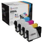 Remanufactured 200XL 4 Piece Set of Ink Cartridges for Epson