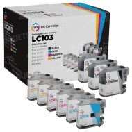 Set of 9 Brother Compatible LC103 HY Ink Cartridges: 3 BK & 2 each of CMY