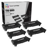5 Pack Brother TN880 Super High Yield Black Compatible Toner Cartridges