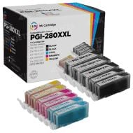 Compatible Canon PGI-280XXL / CLI-281XXL: 3 Pigment Bk PGI-280XXL & 2 Each of CLI-281XXL Bk, C, M, Y (Super HY Set of Ink)
