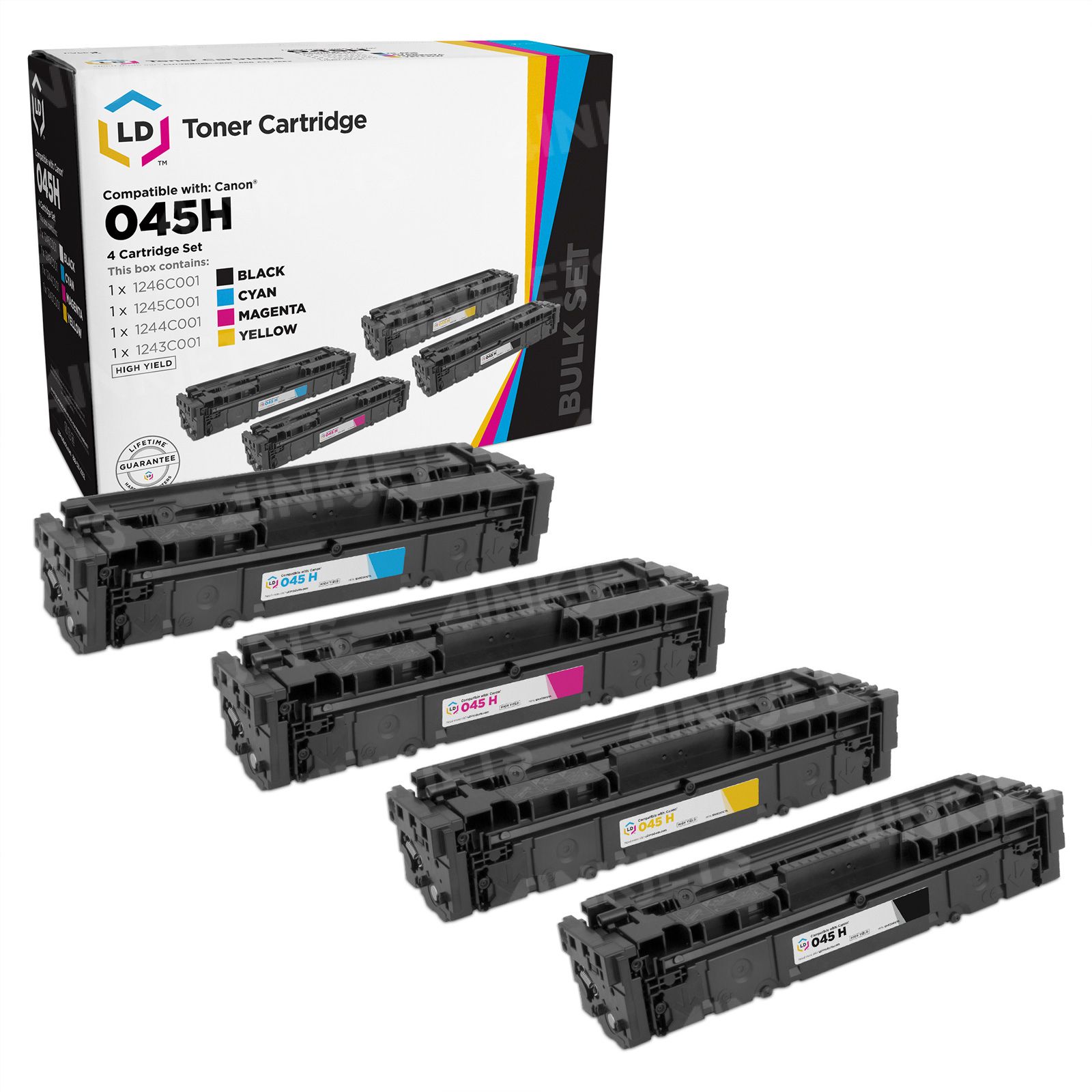 Canon 045H (BK, C, M, Y) Set of 4 High Yield Toners - 4inkjets