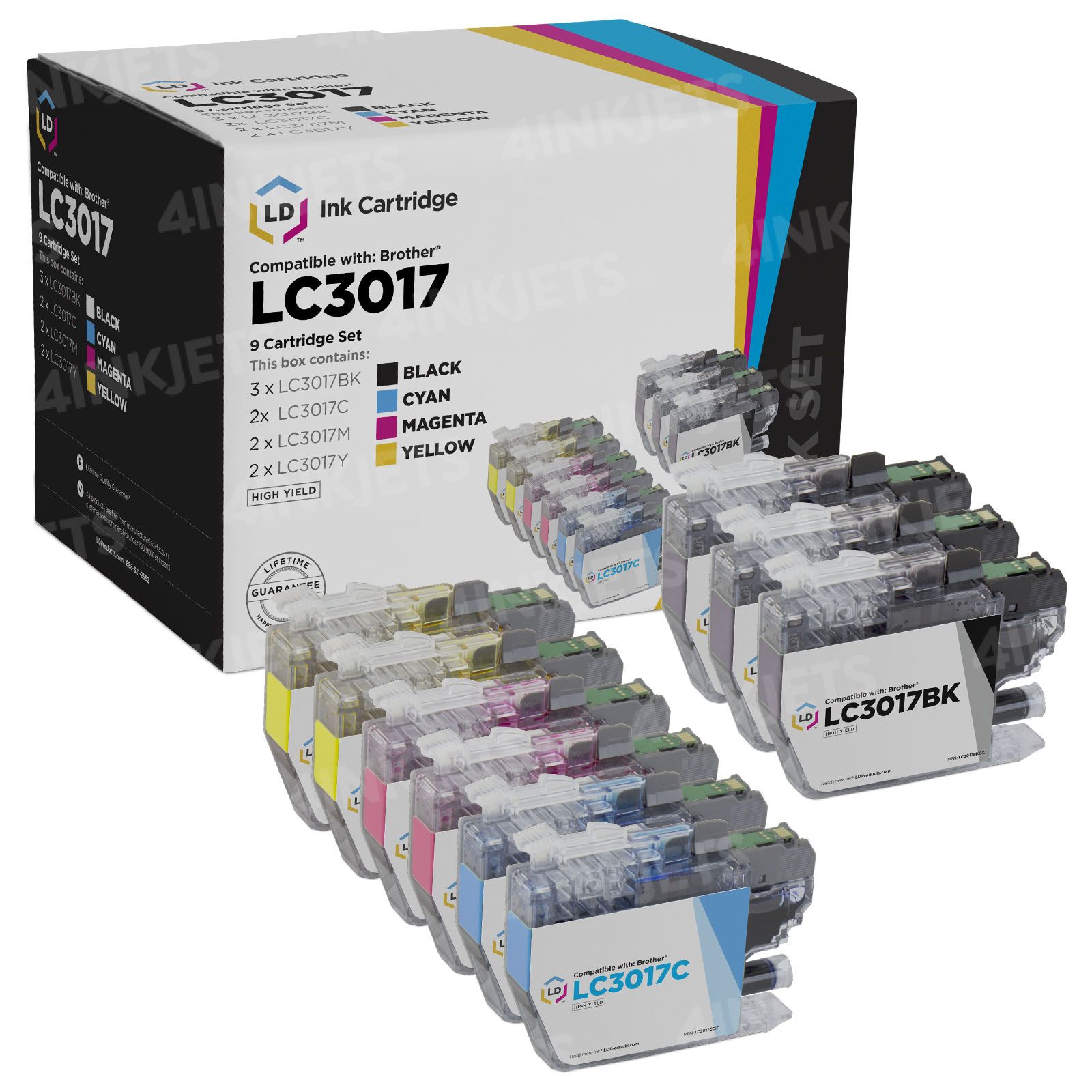 Best Value: Pack of 9 Brother LC3017 Ink Cartridge Replacements