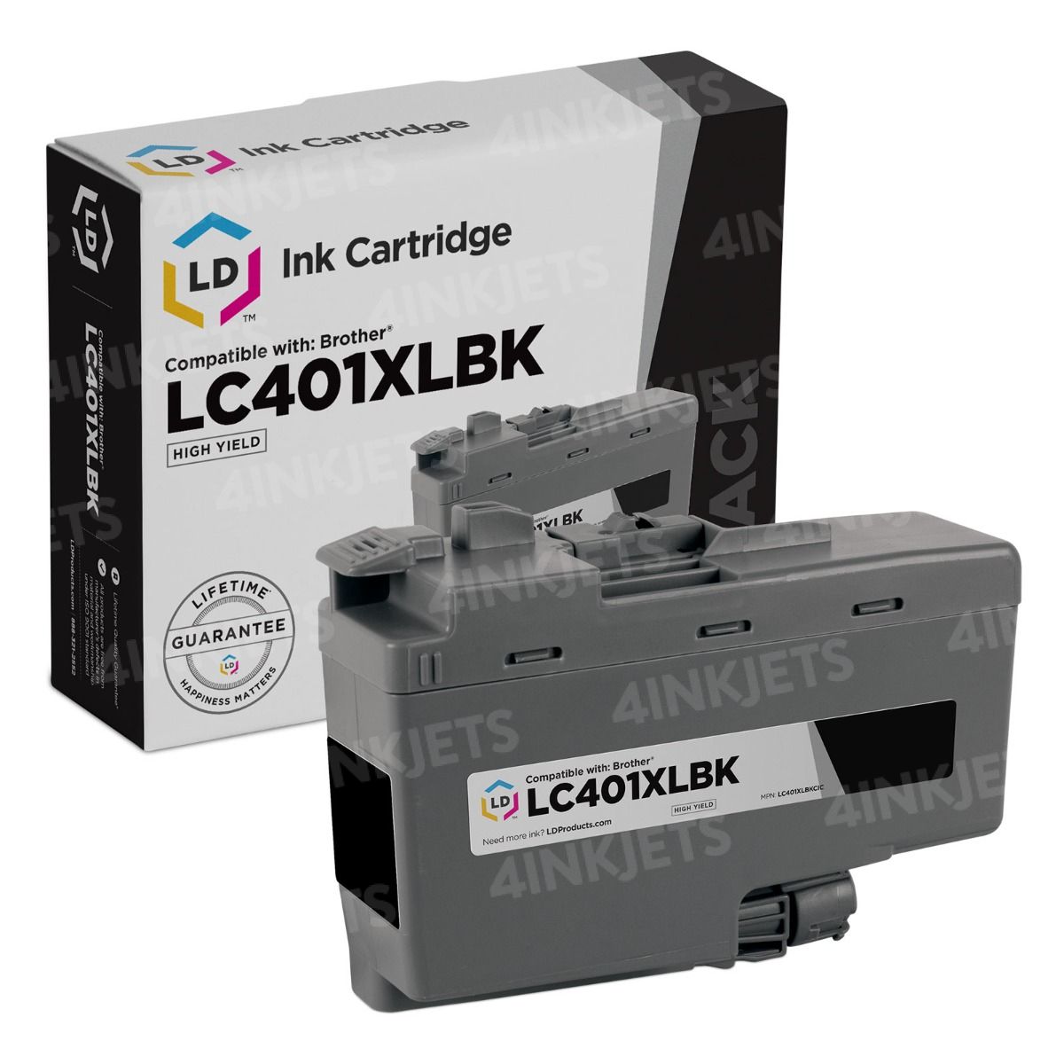 Brother LC401XLBK Black Ink Cartridge, High Yield - 4inkjets