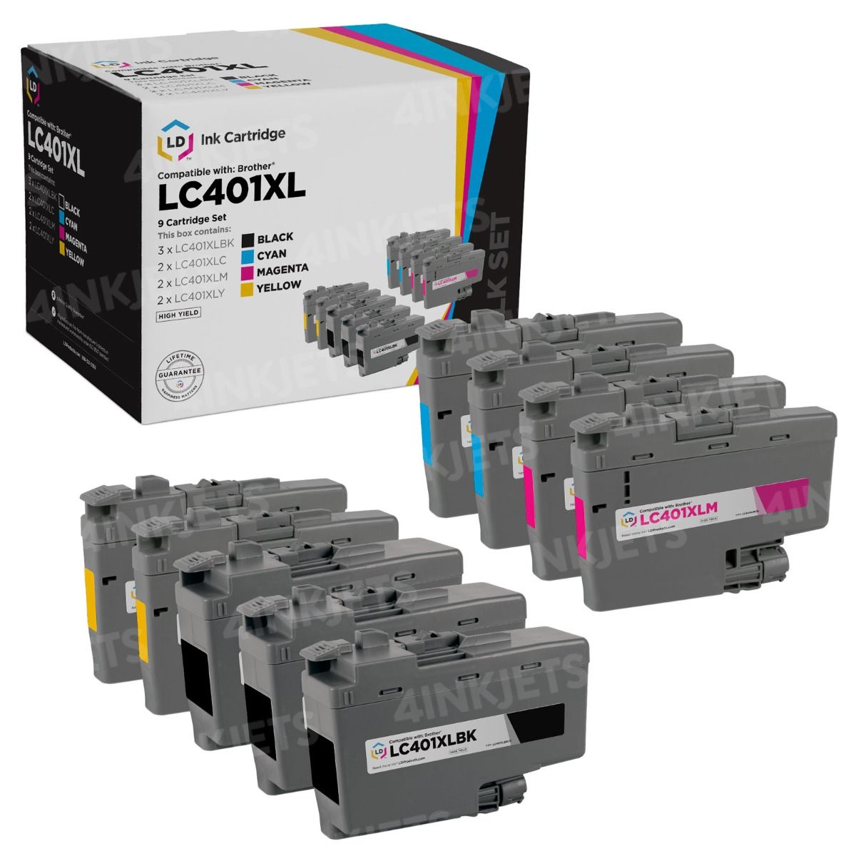 専用出品: LCセット③ Cost-Effective 9 Ink Cartridge Bulk Set for Brother - 4inkjets