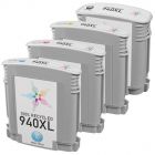 LD Remanufactured 940XL 4 Piece Set of Ink for HP