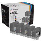 Compatible Canon PFI-307 Set: 1 Each of PFI-307BK Black, PFI-307MBK Matte Black, PFI-307C Cyan, PFI-307M Magenta and PFI-307Y Yellow