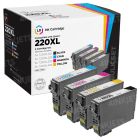 Set of 4 Epson 220XL HY Remanufactured Ink Cartridges: 1 Each of Black, Cyan, Magenta, Yellow