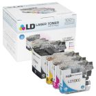 Set of 4 Brother Compatible LC10E Ink Cartridges: BCMY