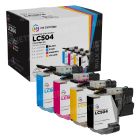 Compatible Brother Set of 4 LC504 Standard Yield Ink Cartridges: 1 Each of Black, Cyan, Magenta & Yellow