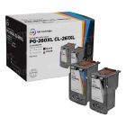 Remanufactured Canon Set of 2 High Yield Ink Cartridges: 1 Black PG-260XL and 1 Color CL-261XL