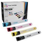 Set of 4 Compatible Konica Minolta TN-626 (Black, Cyan, Magenta, and Yellow) Toners